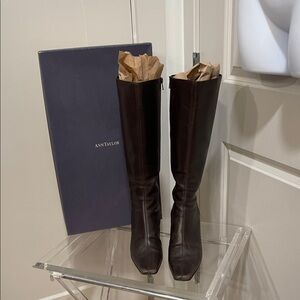 Ann Taylor Lucy Chocolate Calf Leather Made in Italy Tall Boots